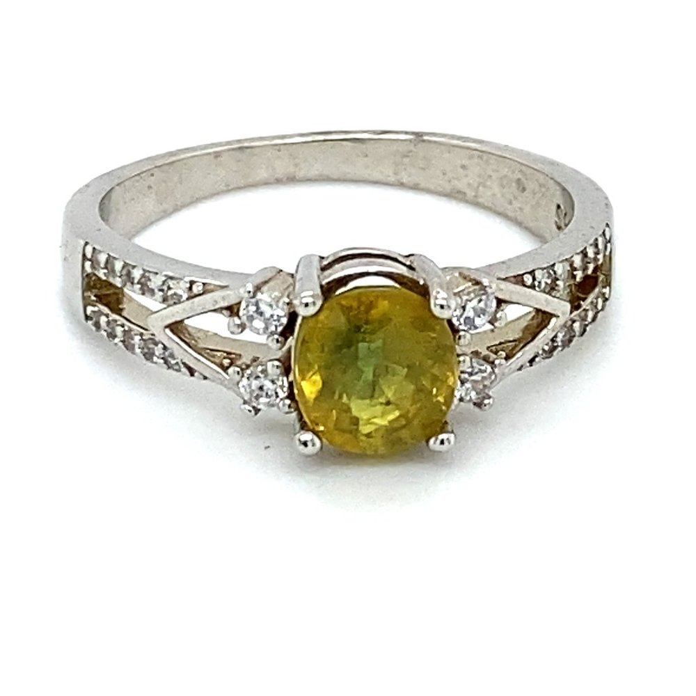 Yellow Sapphire 1.53ct Platinum Finish Silver Ring